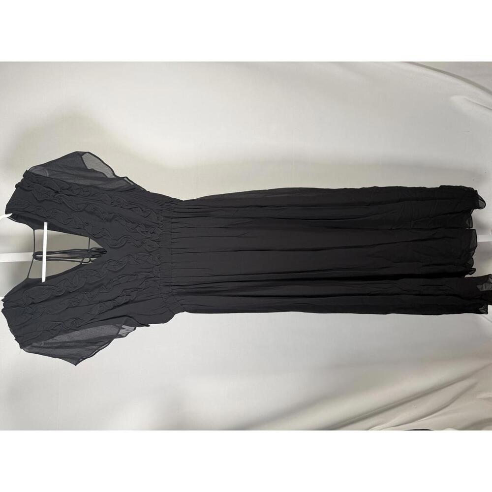 The Kooples Crazy Flounces Black Ruffle Maxi Dress Size 1 (US Small) NWT - Picture 3 of 7